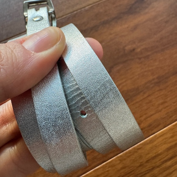 [J Crew] Silver Leather Belt - Picture 2 of 2